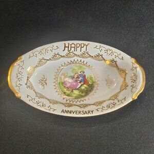 Ardco Oval "Happy Anniversary" Candy Dish Featuring Courting Victorian Couple
